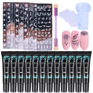 Toners Stz Nail Stamping Gel Polacio Transferencia de transferencia Arte de uñas Placas de estampado de estampas Flores Flowers Manicure FB01061