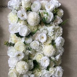 Tongfeng White 10pcs / lot Artificiel Silk Rose Peony Hydrangea 3d Flower Wall Wedding Decoration Decoration Flower Runner Wedding