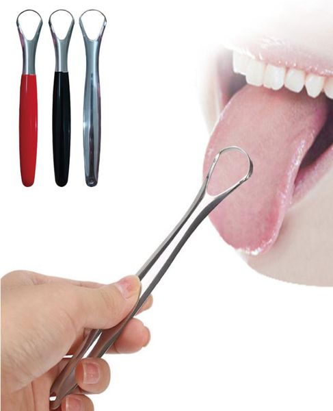 Limpiador raspador de revestimiento de lengua Cepillo de lengua de metal de acero inoxidable Kit dental Cuidado bucal Removedor de suciedad Boca limpia Aliento fresco VT1969385991