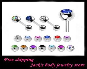 Tong sieraden T07 mix 8 kleur 100 stuks slot lichaam sieraden piercing 316L roestvrij stalen tong bar tongring9363437