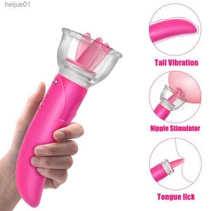 Langue Pompe À Lécher Clitoris G-spot Vibrateur Gode Vibrateur Double Tête Sex Toys pour Femmes Vagin Massage Du Sein Produits Pour Adultes L230518