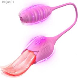 Langue léchant vibrateur gode vibrant oeuf mamelon stimulateur de clitoris vagin G Spot Massage Anal Butt Plug Anus Sex Toy femmes L230518