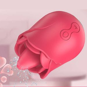 Vibrateur de léchage de langue en forme de Rose, couleur rouge, 10 fréquences de Vibration, mamelon en Silicone, Excitation du Clitoris, érotique et drôle