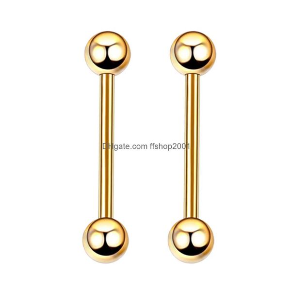 Anillos de lengua 10 PCS / Lot Piercing 316L Acero quirúrgico Industrial Barbell Lip Stud Bar Tragus Cartílago Pendiente Joyería del cuerpo Drop Deliv Dhtcu