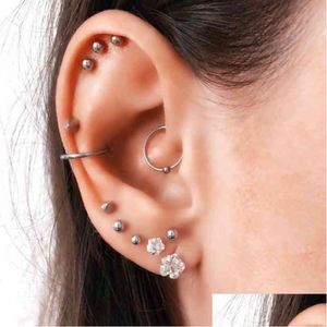 Anneaux de langue 100pcs / lot barre de boucle d'oreille en acier inoxydable barre d'haltère droite anneau de piercing bijoux de corps pour fille femmes goutte de dhgarden dhesb