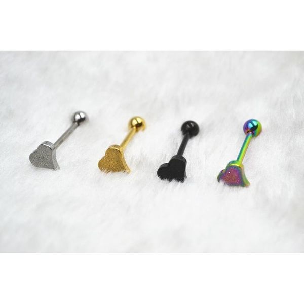 Anillos de lengua 10 unids Lengua / Pezón Escudo Anillo Barbells Barra recta 14G Glitter Forma de corazón Cuerpo Piercing Joyería Drop Delive Dhgarden Dht6U