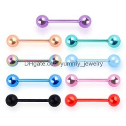 Tong Ringen 110 Stks/partij Rvs Lange Industriële Barbell Ring 14G Tepel Bar Piercing 1.6Mm Tragus Helix oor Lichaam Sieraden 348 Dhkhb