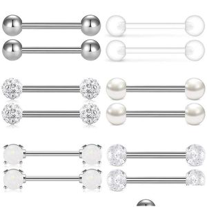 Tong Ringen 14G Rechte Barbell Chirurgisch Staal Viper Tip Tepel Piercing Bar Drop Levering Sieraden Body Dhgarden Dhf4G