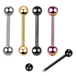 Anneaux de langue 1pc 16mm anneaux de langue en acier chirurgical mamelon droit haltères lèvre barre de goujon tragus corps piercing bijoux livraison directe Dhhng