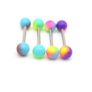 Anneaux de langue Bar Piercing Barbell droit Acier chirurgical 14G Boules Colorf Mode Bijoux de corps 16 mm Longueur Drop Livraison Dhgarden Dh9Iu