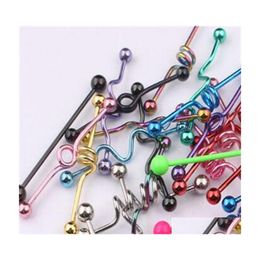 Tongringen Bar T01 20 -stks Mix Style kleur roestvrij staal industri￫le barbell ring body piercing sieraden zvzna druppel levering dh35n