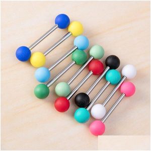 Anneaux De Langue Colorf Piercing Boule Acrylique Anneau Bar Barbell En Acier Inoxydable Bonbon Couleur Mamelon Y Piercings Bijoux De Corps Drop Delivery Dh3Zx