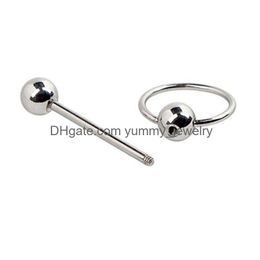Tongringen lot50pcs sieraden-chirurgische stalen ringklokken 14g16 mm tepelscherm balk body piercing sieraden druppel levering dhjq7