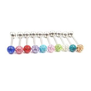 Anneaux de langue Lot50Pcs Piercing Bijoux Bijoux de corps-Cristal Gems Ring Bar Bouclier de mamelon en douceur Drop Delivery Dhgarden Dhi6B