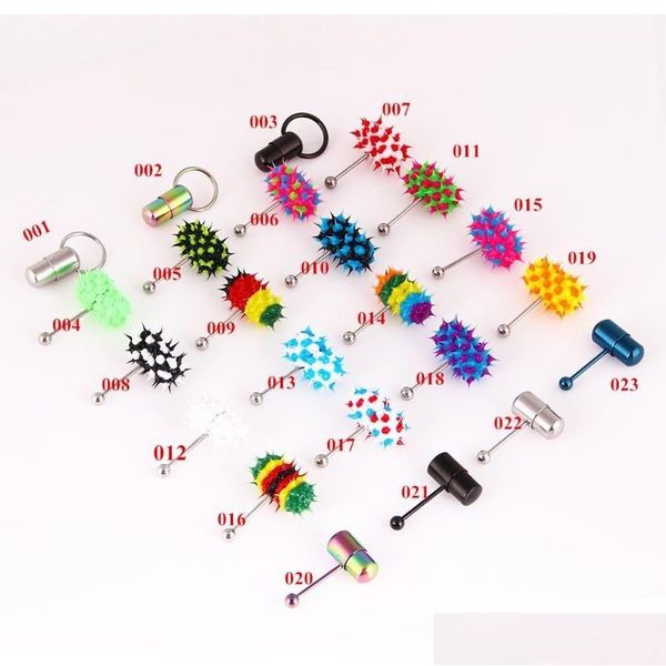 Anneaux de langue Modrsa 1pièce Hip Hop Caoutchouc Anneau Vibrant 1.6185Mm En Acier Inoxydable Barbell Piercing Punk Unisexe Bijoux De Corps F Jllbey Dhtoa