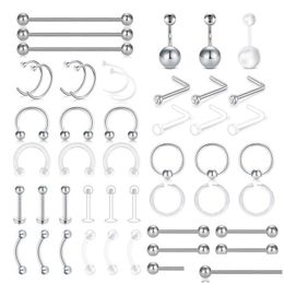 Anneaux de langue Nez Lèvre Sourcil Septum Mamelon Nombril S Boucles d'oreilles Hoop Industriel Piercing Drop Livraison Bijoux Corps Dhgarden Dhqad