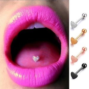 Lengua Heart Barbell Barbell Percing Pon Labret Perros para la oreja de uñas Labio 240429