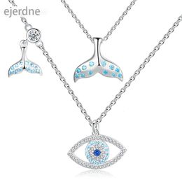 Tongzhe Charm Sterling Sier Luck Blue Evil Ketting Fishtail Crystal Eye Choker ketting voor vrouwen Turkije sieraden