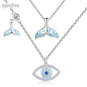 Tongzhe Charm Sterling Sier Luck Blue Evil Ketting Fishtail Crystal Eye Choker ketting voor vrouwen Turkije sieraden