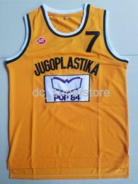 Toni Kukoc #7 Jersey de baloncesto Jugoplastika Yugoslavia cosido amarillo personalizado Hombres Mujeres Jersey de baloncesto juvenil XS-6XL