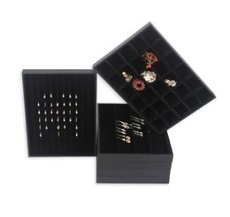 Variétés tonviques de collier en cuir noir de haute qualité Bracelet Bracelet Boucle d'oreille Perles d'échantillon de bijoux de compartiment affichage TR4854282