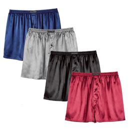 Tony en Candice Mens Satin Boxing Underwear Set Silk Feeling Sleep Shorts Heren ondergoed met vliegen 240516