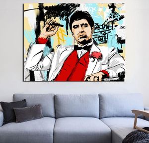 Tony Montana película clásica pose minimalista arte de la pared lienzo cartel impreso lienzo pintura al óleo cuadro decorativo dormitorio hogar Deco4584413