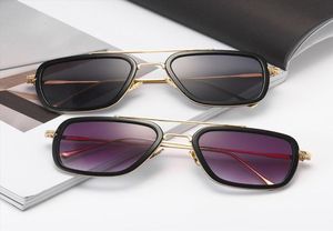 Tony Stark Ion Man Square Sunglasses Tendy Punk Sun Glasses for Men Vintage Metal Frame Retro Shades Gradient Eyeglass6680880