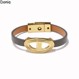 Bracelet de luxe Donia nez de cochon exagéré acier au titane lisse créateurs de mode européens et américains véritable bracelet à boucle de ramassage avec boîte