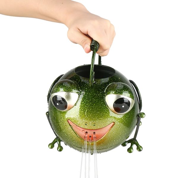 Tooarts Cartoon Frog Water Pot Iron Animal Pot Pot Sprint Sprint Water Pot Fairy Garden Decoration Childrens DIY GARDIN 240424