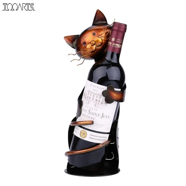 TOOARTS chat casier à vin rouge support étagère en métal Sculpture bouteille support affichage décoration de la maison artisanat cadeaux de noël 240104