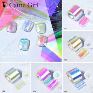 Gereedschap 100m Aurora Nagels Cellofaanfoliefilm Sticker Glasspapier Koreaanse nageltrendontwerp Ice Cube Manicure Diy Nails Decoratie