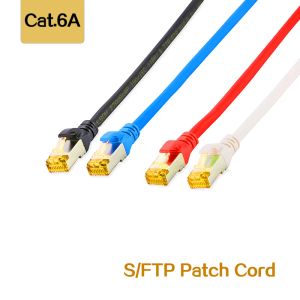 Gereedschap (12 stcs/pack) 10Gigabit 500MHz RJ45 Ethernet Cat6a SFTP Patch Cord Netwerk Cat 6a Patch Cable LSOH afgeschermd 0,25/0,5/1/2/3/5m