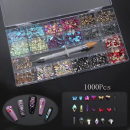 Outil 21GRIDS MIX MINE Nail Art Rignestones Flatback Strass Glass Blass Glass Nail Stones Gems For 3D Nails DIY Manucure Decorations