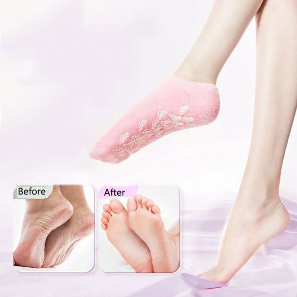 Outil 2pcs Hydratage Whitening Exfoliant Foot Mask Gants Spa Gel chaussettes avec orteils Masque à main Pieds Coins Coton Chaussettes Foot Protector