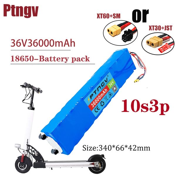 Outil 36V 36AH 18650 PACK DE BATTERIE DE LITHIUM RECHARGÉable 10S3P 500W HIGH POWER POUR VÉHICULE DE SCOOTER BIKES MODIFIÉS, avec BMS BMS