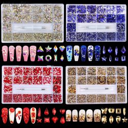 Tool 3D Nail Art Rhinestones décorations gemmes multiplize diverses formes avec conception de forage conception de charmes de charmes à ongles pour les professionnels