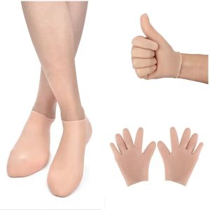Outil 4/2 pcs hydratant les chaussettes en silicone gants pieds soins à la main Spa talon talon de la peau