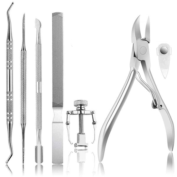 Outil 7pcs incarné la correction de l'ongle de l'ongle Professionnel Pédicure de garde de la pédicure de pied Nail Clipper File de réduction de la cuticule Pusteur Cutter Set Podiatry