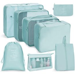 Gereedschapstas 8 Stuks Set Grote Capaciteit Bagage Opbergzakken Voor Verpakking Kubus Kleding Ondergoed Cosmetische Reisorganisator Toiletartikelen Pouch 230625