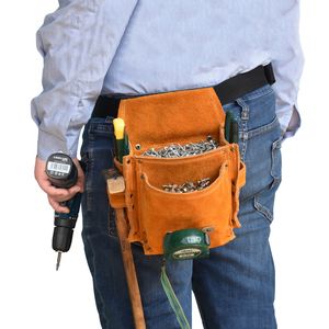 Tool Bag Multifunction Cowhide Cloth Toolkit Elektricien Instrument Hardware Opslag Zakje Taille Belt Tas Hammer Liniaal opslag 230130