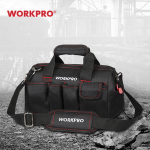 Tool Bag WorkPro 12/14/16/18 inch 600D Polyester elektricien schouderpakketten Multi Men Crossbody voor S 221128