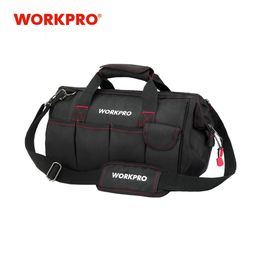 Gereedschapstas WORKPRO 14-inch gereedschapstas met gesloten bovenkant en brede opening Gereedschapstas Multi-pocket gereedschapsorganizer met verstelbare schouderriem 231122