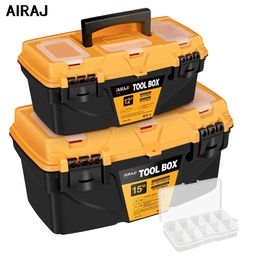 Boîte à outils AIRAJ 1215 pouces matériel boîte à outils en plastique épais combinaison valise électricien charpentier perceuse électrique boîte de rangement 231214