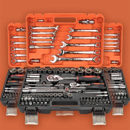 Tool Box Automotive Repair Toos Ratchet Wrench Socket Adjustable Spanner Organizer Screwdriver Mechanical Workshop Hand Toolbox 230816