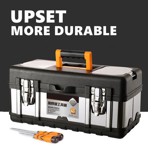 Boîte à outils valise boîte à outils en acier inoxydable outils multifonctionnels de qualité industrielle stockage boîtes d'organisateurs portables en métal 240123