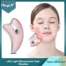 Gereedschap Ckeyin Guinha schrapen gezichtsmassager LED -licht Microcurrent gezichtsliftapparaat Skin Herjuvening Anti Wrinkle Massage Board