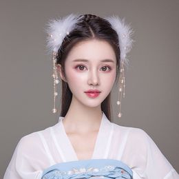 Tool Girl Hair Accessories Pearl Feather Hairspin Hanfu Haarspeld Chinese stijl Hoofdkleding Ancient Style Hairpin Oude hoofddeksels