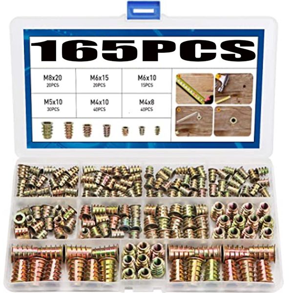 Pièces d'outils 165 pièces inserts filetés écrous M4 M5 M6 M8 meubles vis dans l'écrou bois métrique boulon attache hexagonale douille entraînement pour 230727