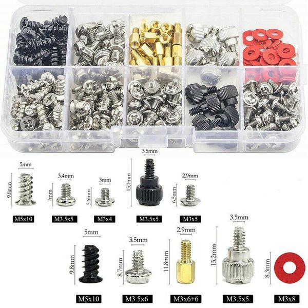 Pièces d'outils 228360PCS Kit d'entretoises de vis d'ordinateur Kit d'accessoires Kit de vis de montage de carte mère bricolage Vis de ventilateur de boîtier PC Disque dur Rondelles rouges 230419